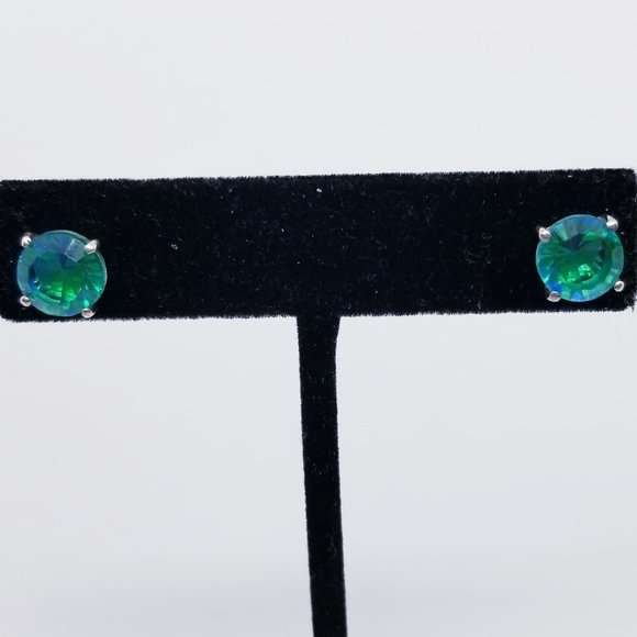 Peacock Quartz Triplet Solitaire Earrings - Picture 4 of 5